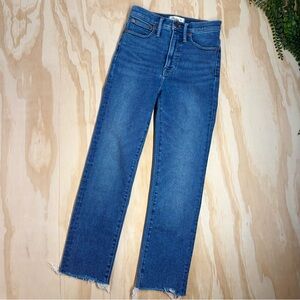 Madewell Perfect Vintage Jeans Raw Hem Distressed High Rise Size 25